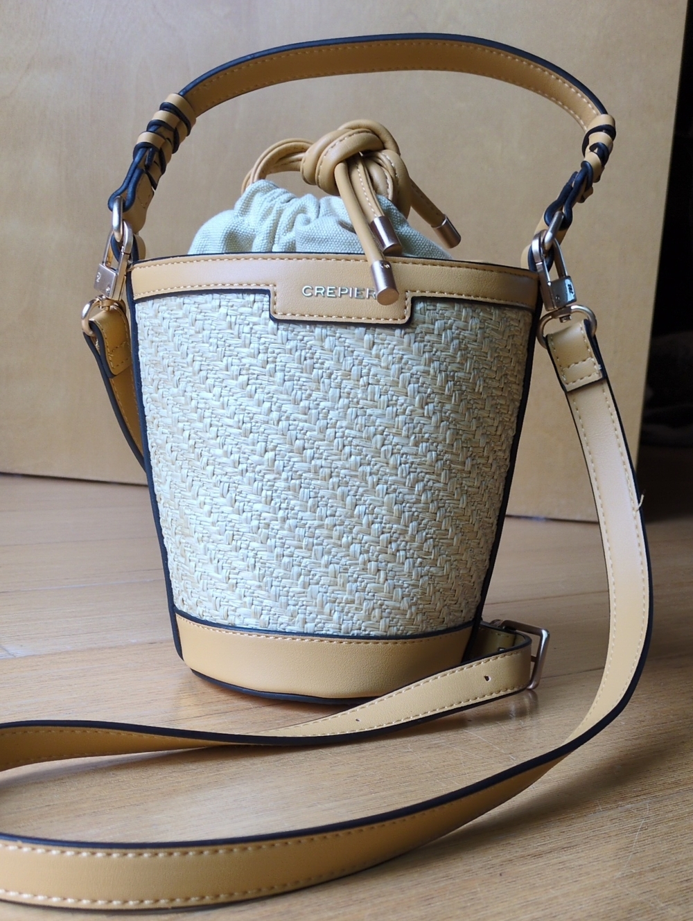Woven Bucket Bag - Convertible Shoulder & Crossbody